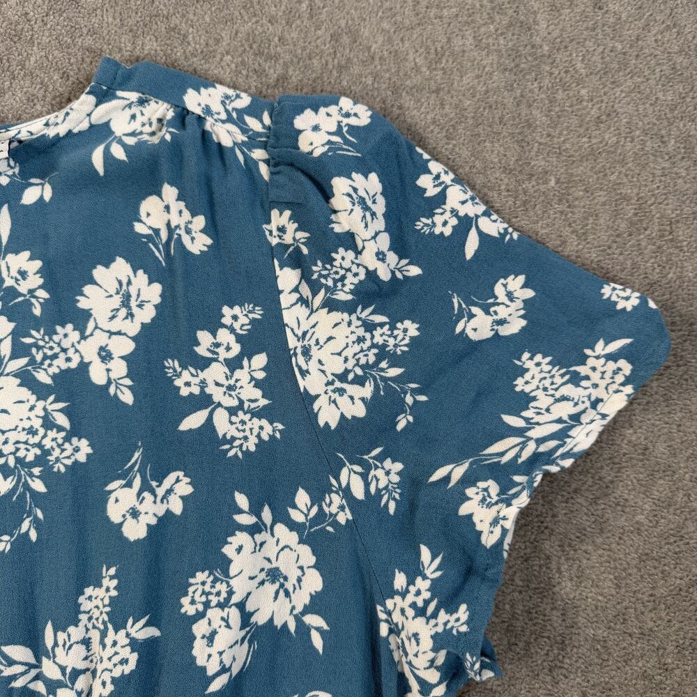 Old Navy Women's Petite Medium Blue White Floral Mini Dress Short Sleeve New - Picture 8 of 11
